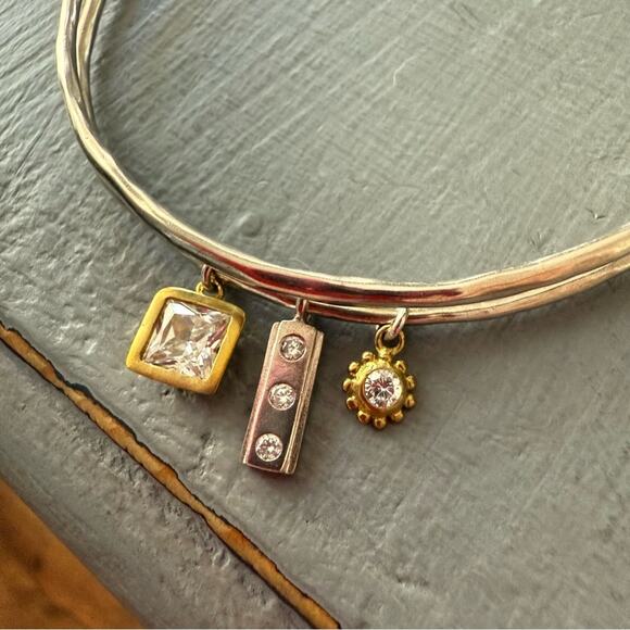 Silpada 925 Sterling Silver Bangle & Gold Tone Charms Bracelet NEW - Picture 4 of 9